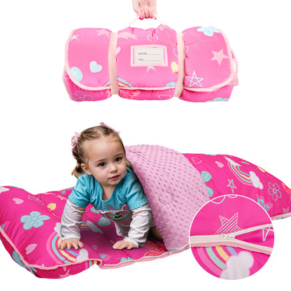PRIMLECT Nap Mat with Removable Blanket  - Pink Rainbow