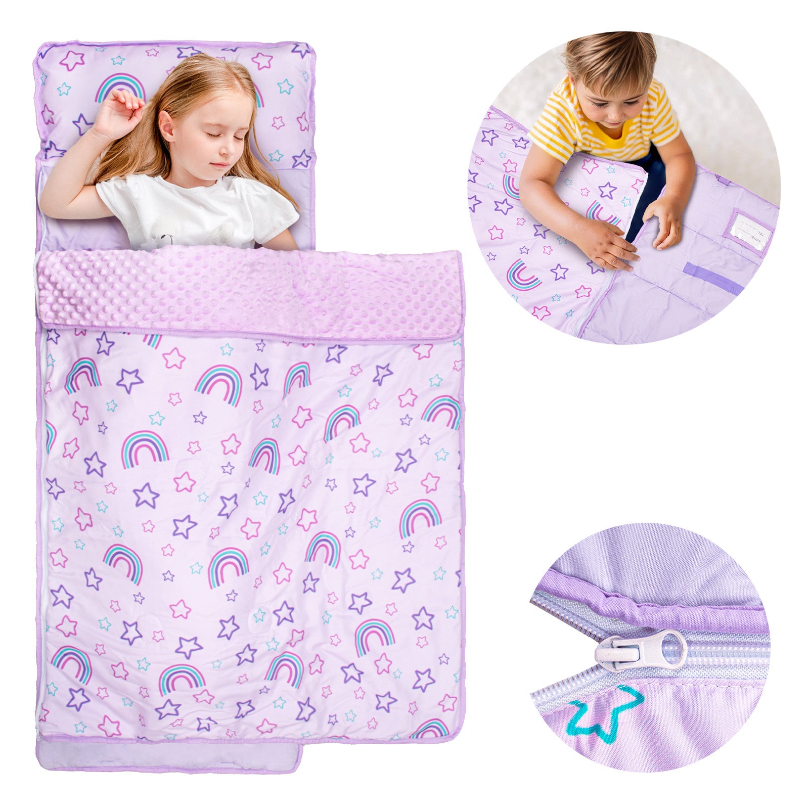 Primlect Detachable Blanket Nap Mat - Purple Rainbow