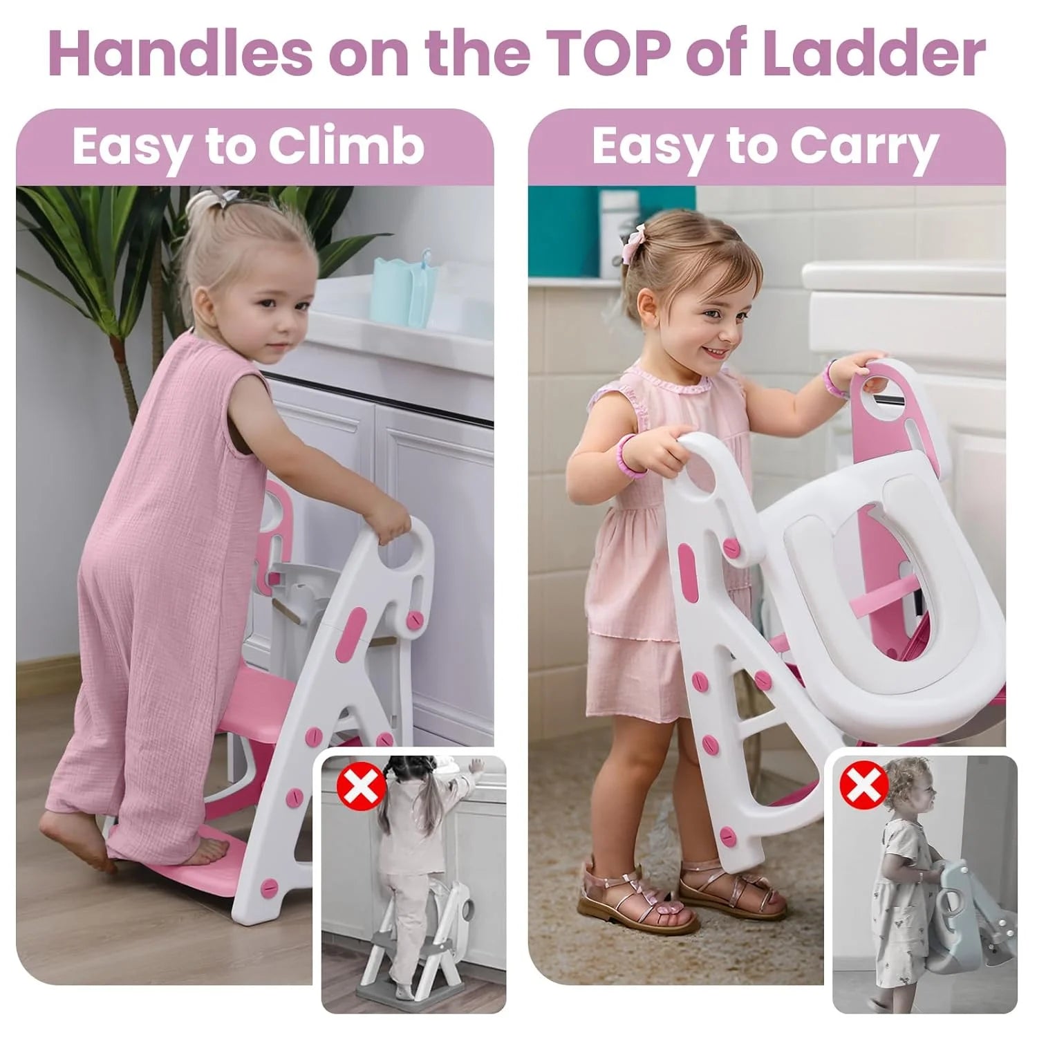 PRIMLECT Potty Training Toilet Seat & Toddler Step Stool - Pink