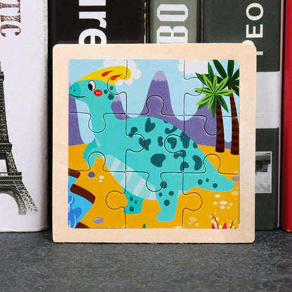 Primlect Wooden Cartoon Pattern Puzzle 9 Pieces (Dinosaur)