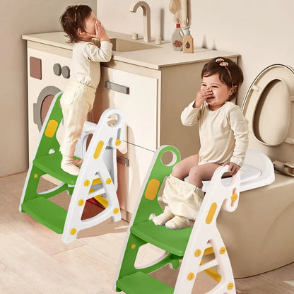 PRIMLECT Potty Training Toilet Seat & Toddler Step Stool - Green Yellow