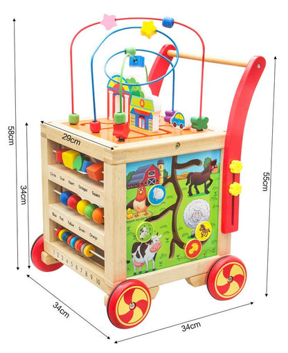 PRIMLECT Wooden Baby Activity Cube Walker