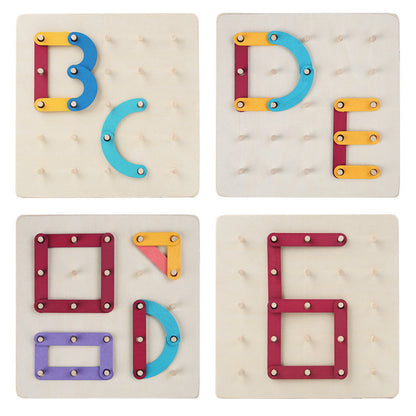 Wooden Nail Board Puzzle for Toddlers 3-6 – Montessori Educational Toy for Hand-Eye Coordination & Logical Thinking