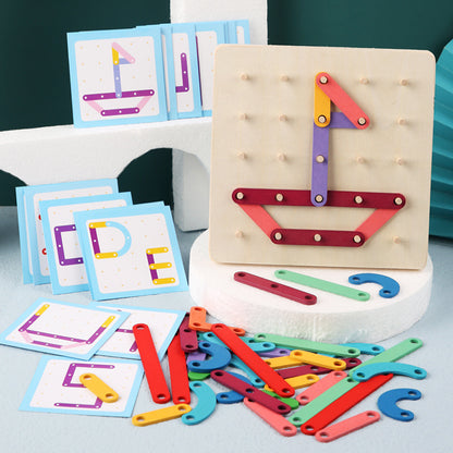 Wooden Nail Board Puzzle for Toddlers 3-6 – Montessori Educational Toy for Hand-Eye Coordination & Logical Thinking