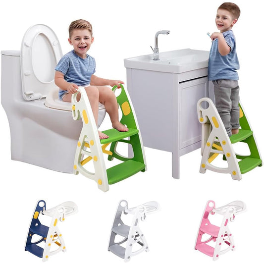 PRIMLECT Potty Training Toilet Seat & Toddler Step Stool - Green Yellow