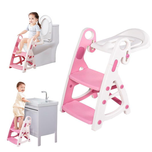 PRIMLECT Potty Training Toilet Seat & Toddler Step Stool - Pink