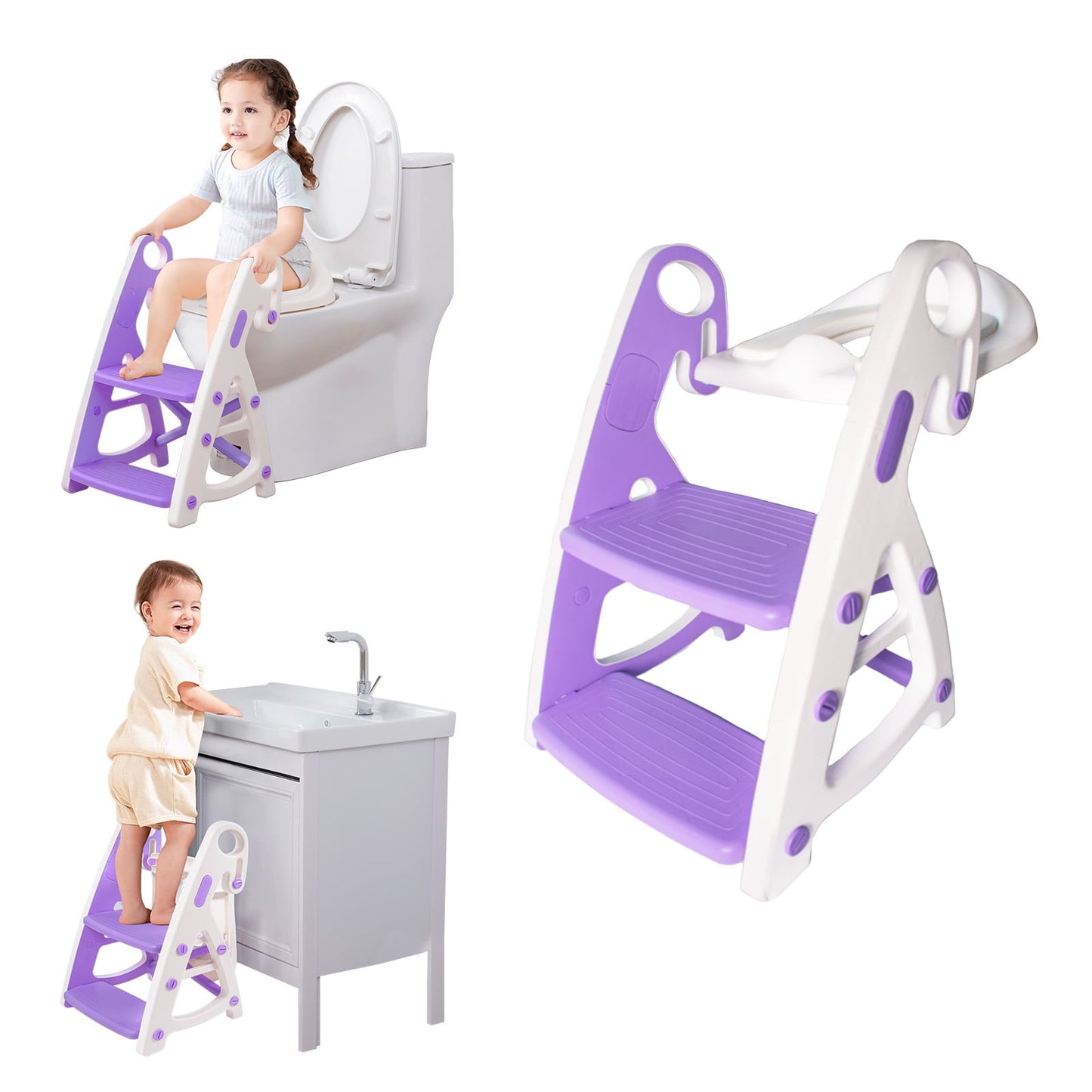 PRIMLECT Potty Training Toilet Seat & Toddler Step Stool - Purple