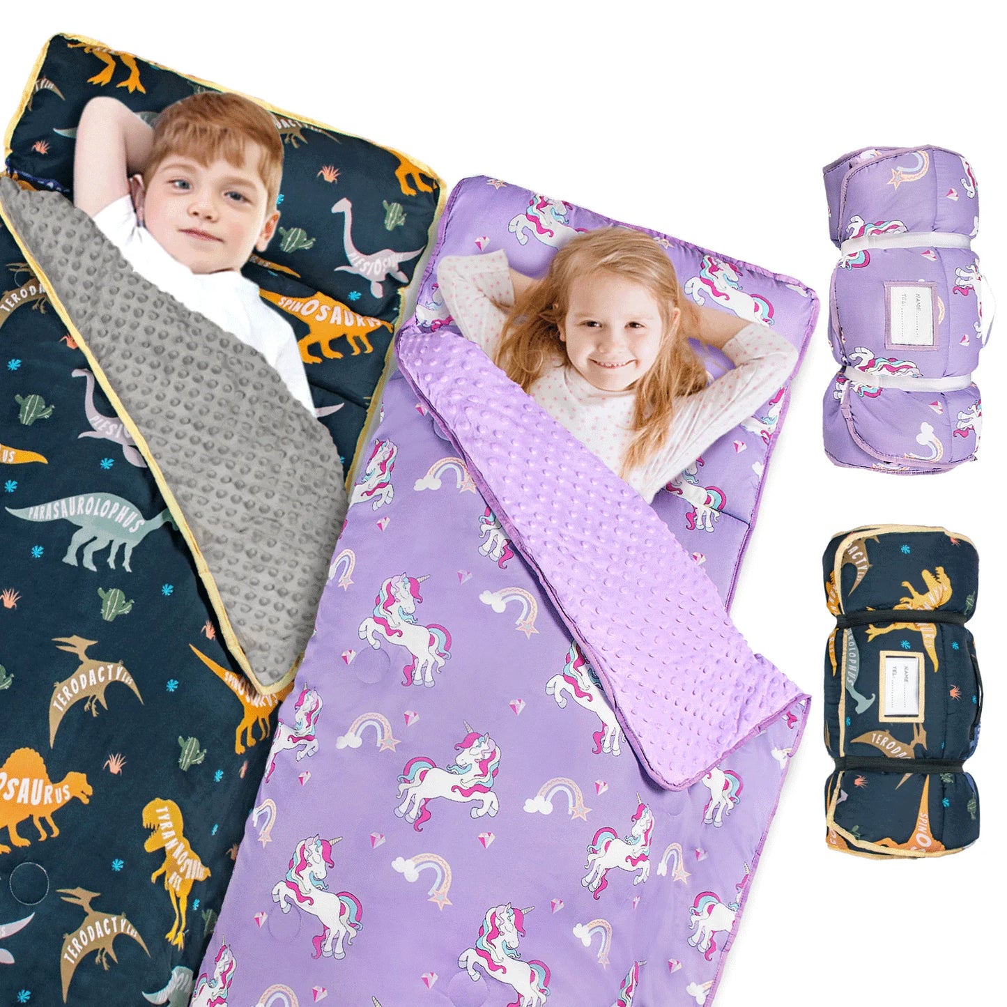 Primlect 2-Pack Nap Mat - Dinosaur & Purple Unicorn