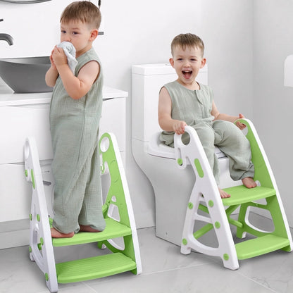 PRIMLECT Potty Training Toilet Seat & Toddler Step Stool - Light Green