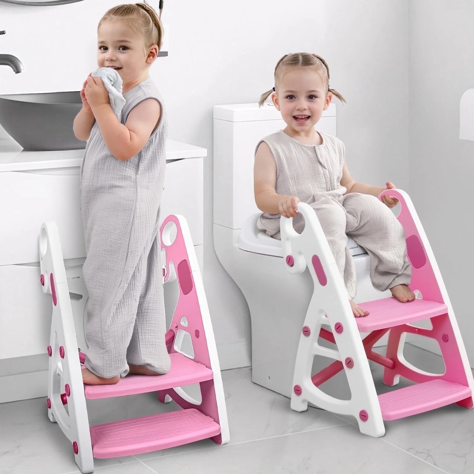 PRIMLECT Potty Training Toilet Seat & Toddler Step Stool - Pink