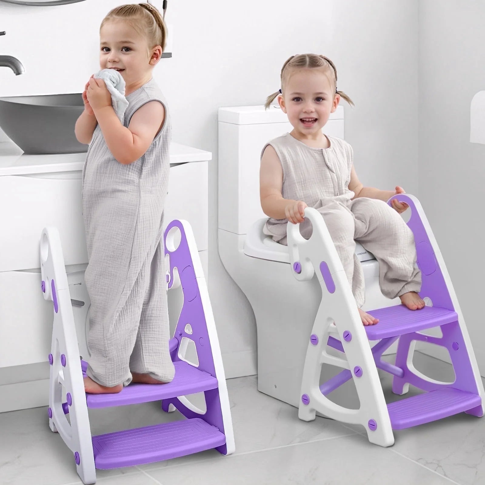 PRIMLECT Potty Training Toilet Seat & Toddler Step Stool - Purple