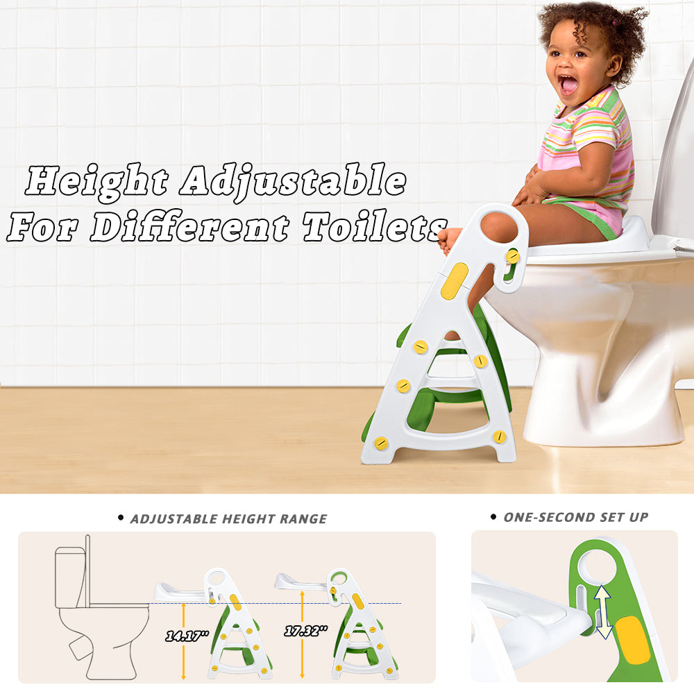 PRIMLECT Potty Training Toilet Seat & Toddler Step Stool - Green Yellow