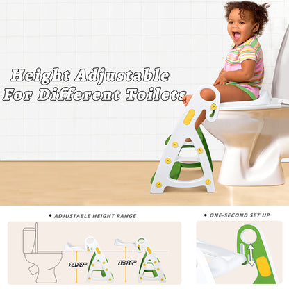 PRIMLECT Potty Training Toilet Seat & Toddler Step Stool - Green Yellow