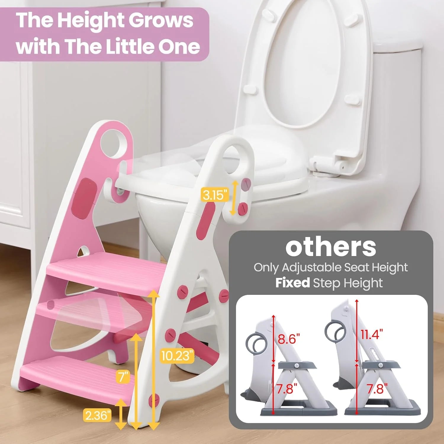 PRIMLECT Potty Training Toilet Seat & Toddler Step Stool - Pink