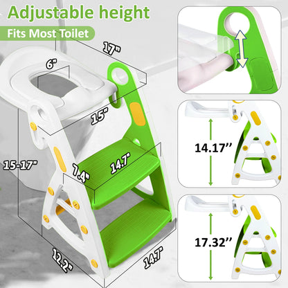 PRIMLECT Potty Training Toilet Seat & Toddler Step Stool - Green Yellow