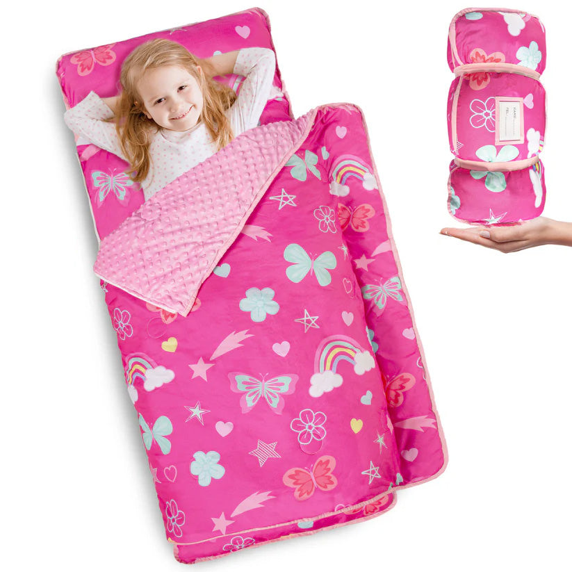 PRIMLECT Nap Mat with Removable Blanket  - Pink Rainbow