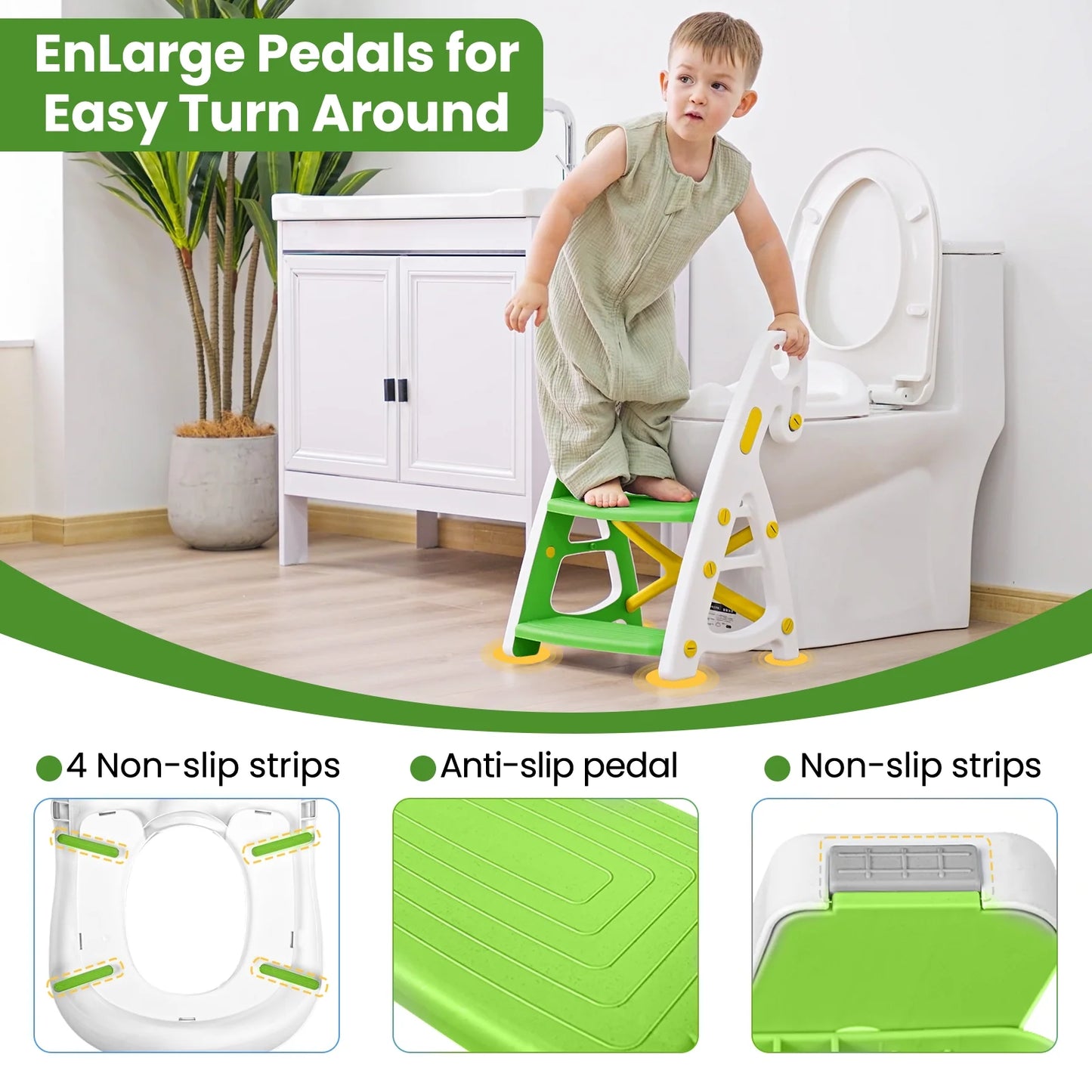 PRIMLECT Potty Training Toilet Seat & Toddler Step Stool - Green Yellow