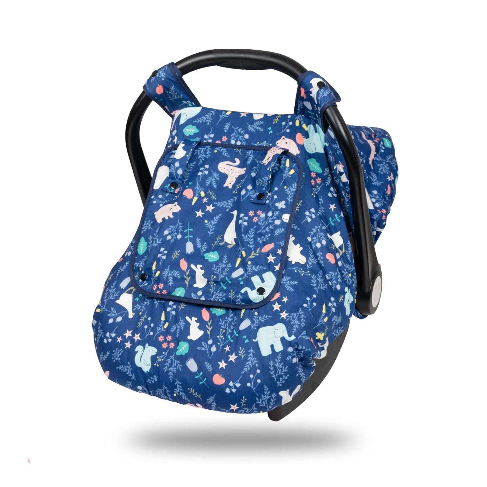 Minky Baby Car Seat Cover - Blue Animal