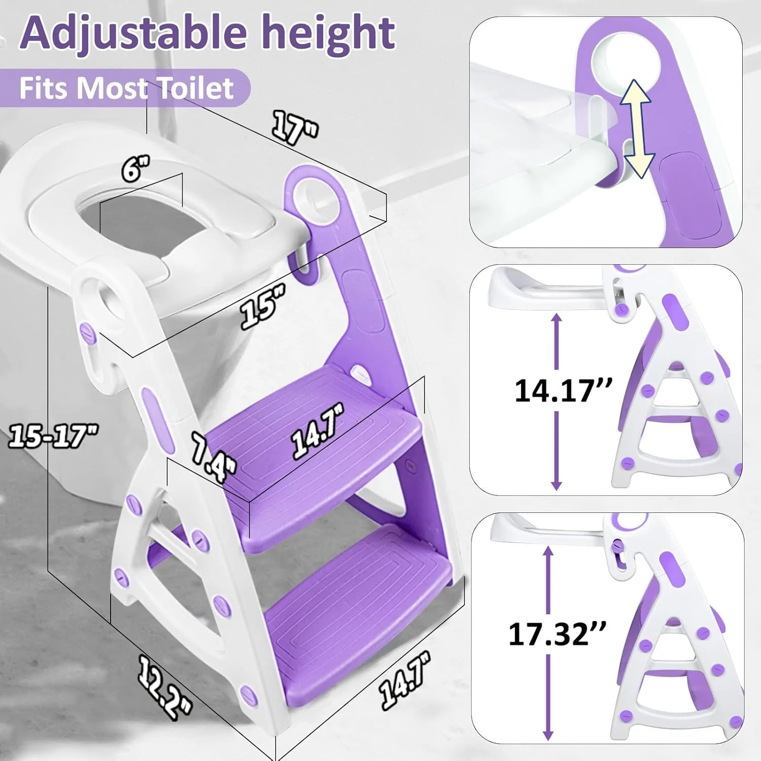 PRIMLECT Potty Training Toilet Seat & Toddler Step Stool - Purple