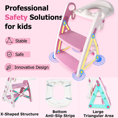 PRIMLECT Potty Training Toilet Seat & Toddler Step Stool - Pink