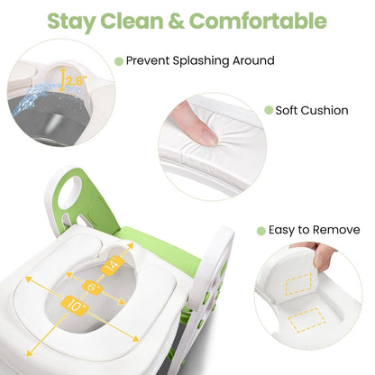 PRIMLECT Potty Training Toilet Seat & Toddler Step Stool - Light Green