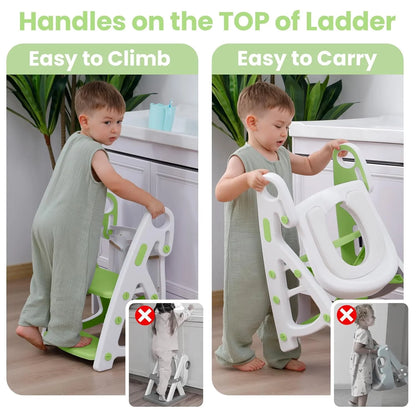 PRIMLECT Potty Training Toilet Seat & Toddler Step Stool - Light Green