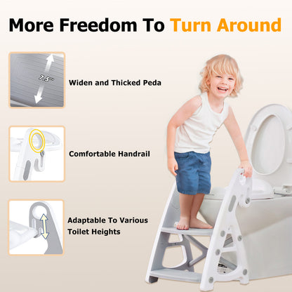 PRIMLECT Potty Training Toilet Seat & Toddler Step Stool - Grey