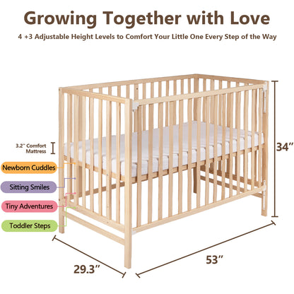 Baby Crib, Multi-functional Bed, Solid Wood Patchwork Queen Size Bed